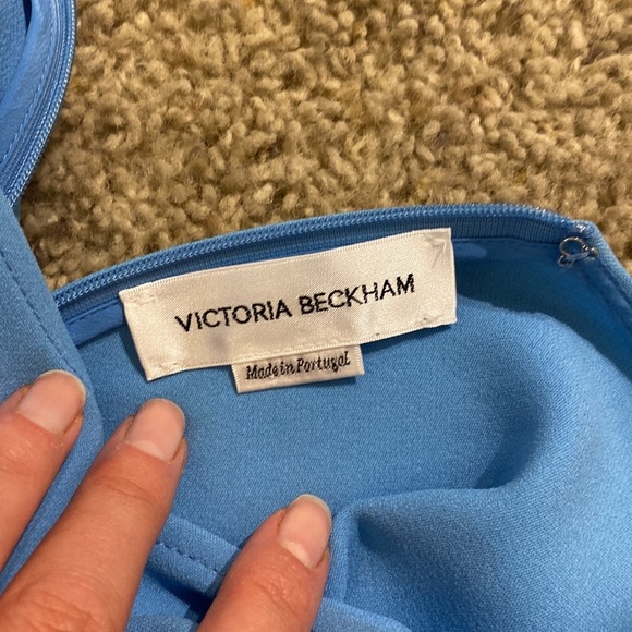 VICTORIA BECKHAM Women’s Crepe Flared Midi Dress in Blue Business Casual Minimal - Picture 8 of 12